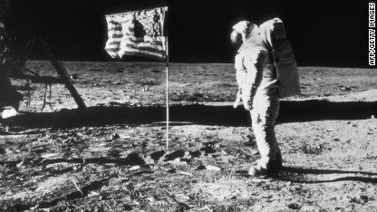 planting flag on moon